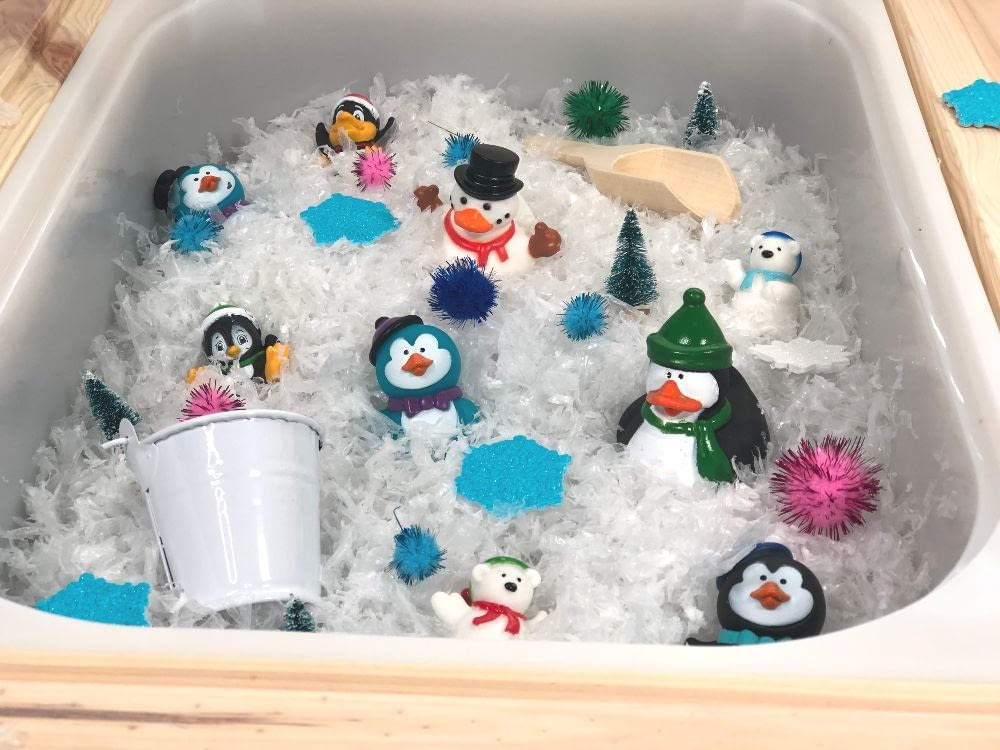 Winter Wonderland Toddler Sensory Table Play Activity - Mom Money Kids