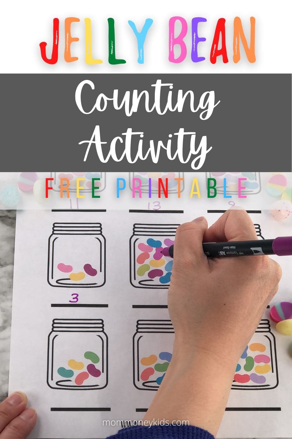 Jelly Bean Counting Activity Printable Mason Jar Mom Money Kids