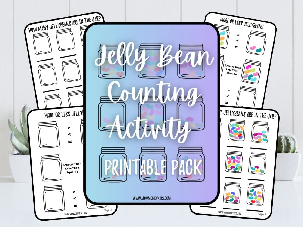 Jelly Bean Counting Activity Printable Mason Jar - Mom Money Kids